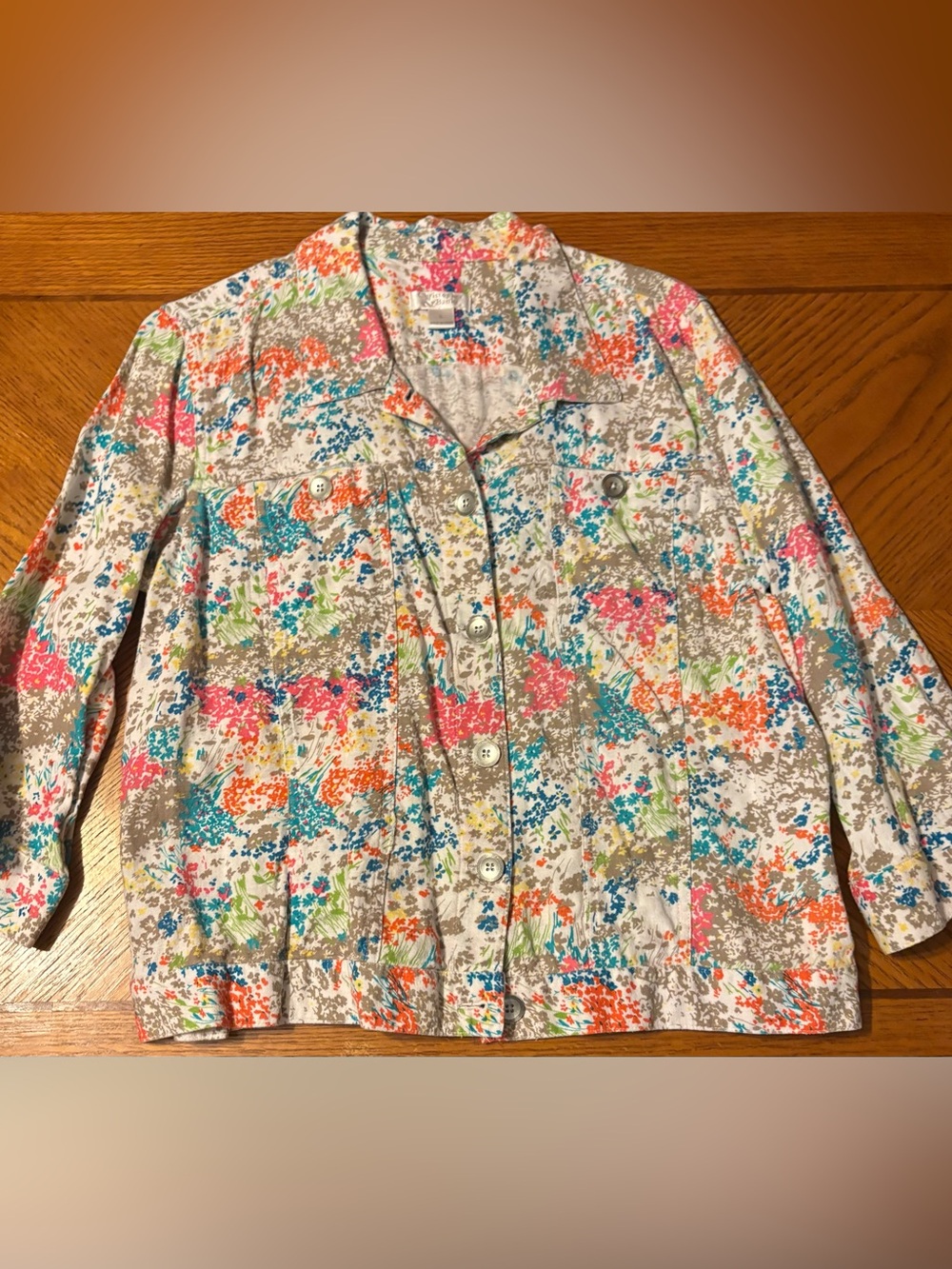 Christopher & Banks Multicolor Floral Button-Front Shirt Jacket size large